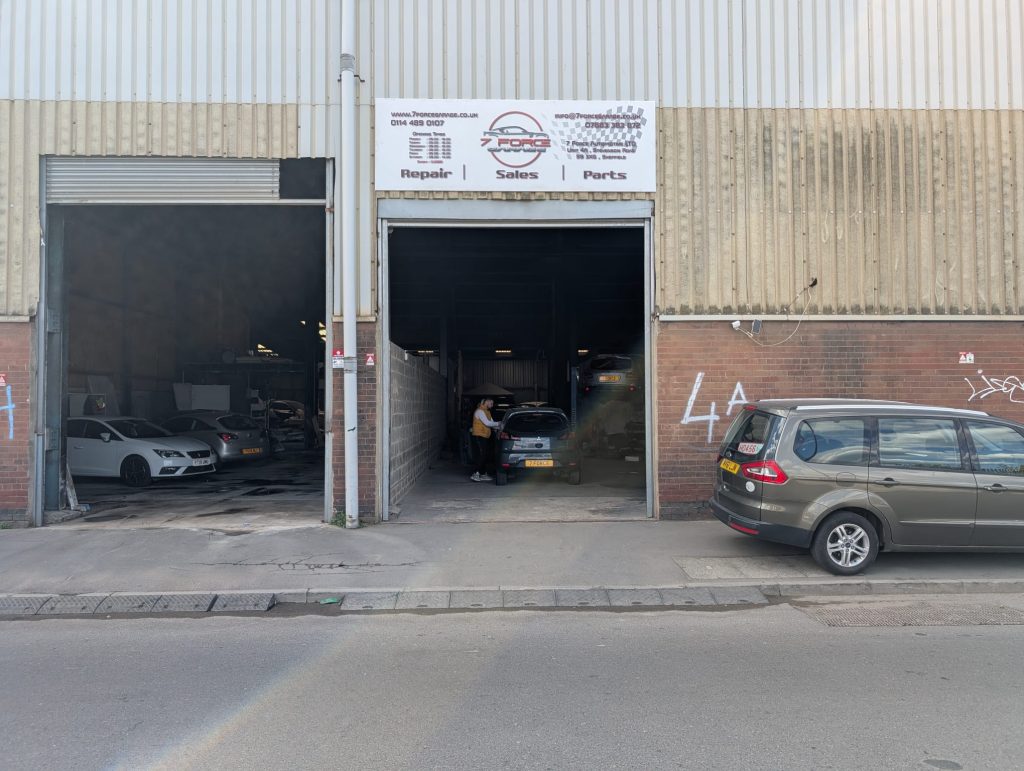 Exterior view of the 7 Force Garage in Sheffield, UK.