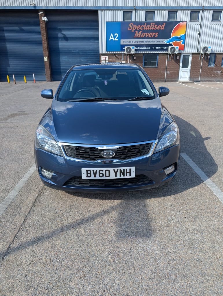 Front view of a blue 60-plate Kia Ceed for sale.